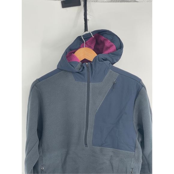 Lululemon Lab Jacket Siffra Hybrid 1/2 Zip Wool Blend Gray Blue Hooded New - Picture 2 of 14